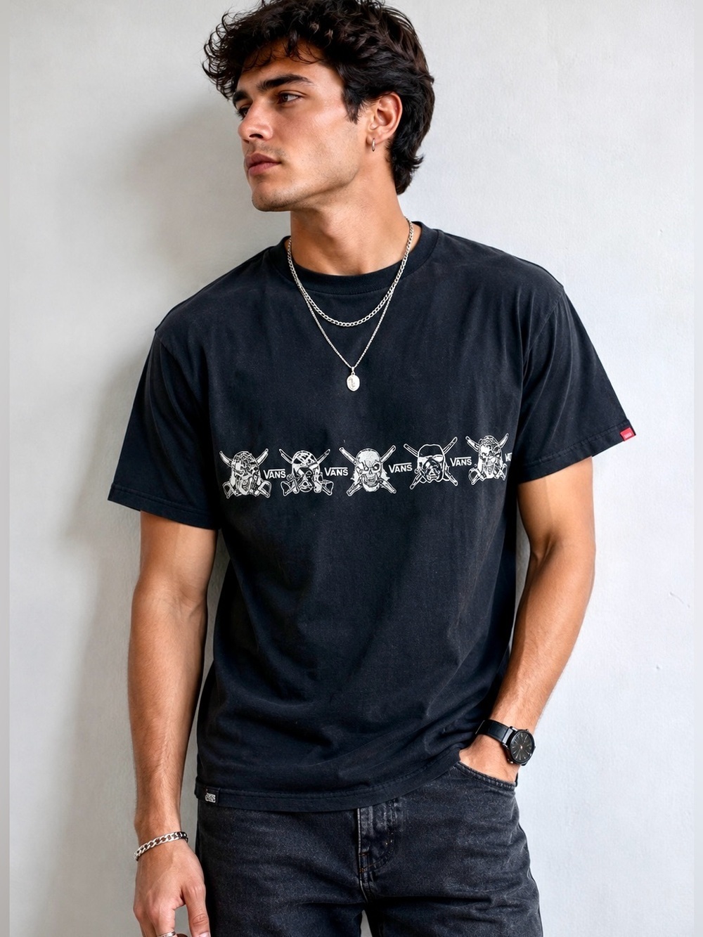 Vans x Star Wars men L Graphic T-Shirt skull Stormtroopers Darth Vader gothic